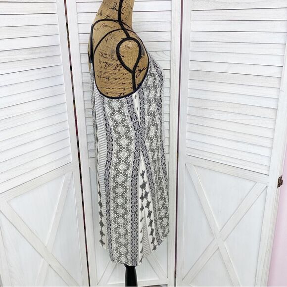 Earthbound Trading Co. Printed Mini Dress Black Tan Medium - Picture 3 of 13